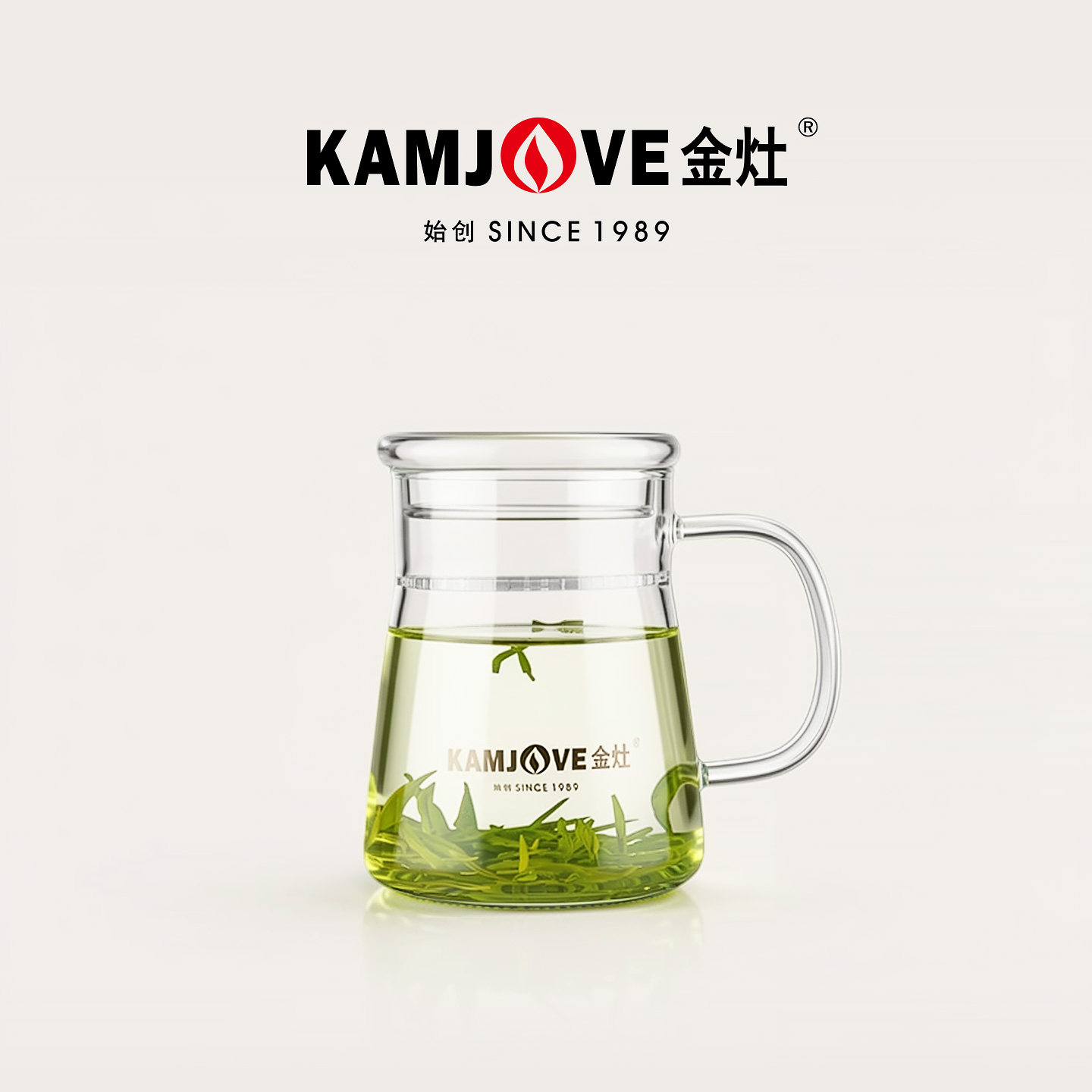 金灶TP-601耐热玻璃茶杯办公室个人喝茶专用杯带盖茶水分离杯家