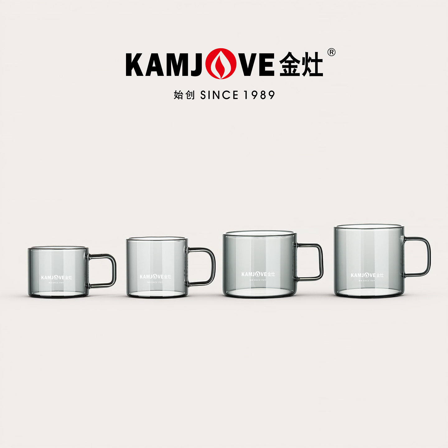 金灶灰色玻璃茶杯套装透明功夫茶专用花茶杯耐高温办公室主人杯