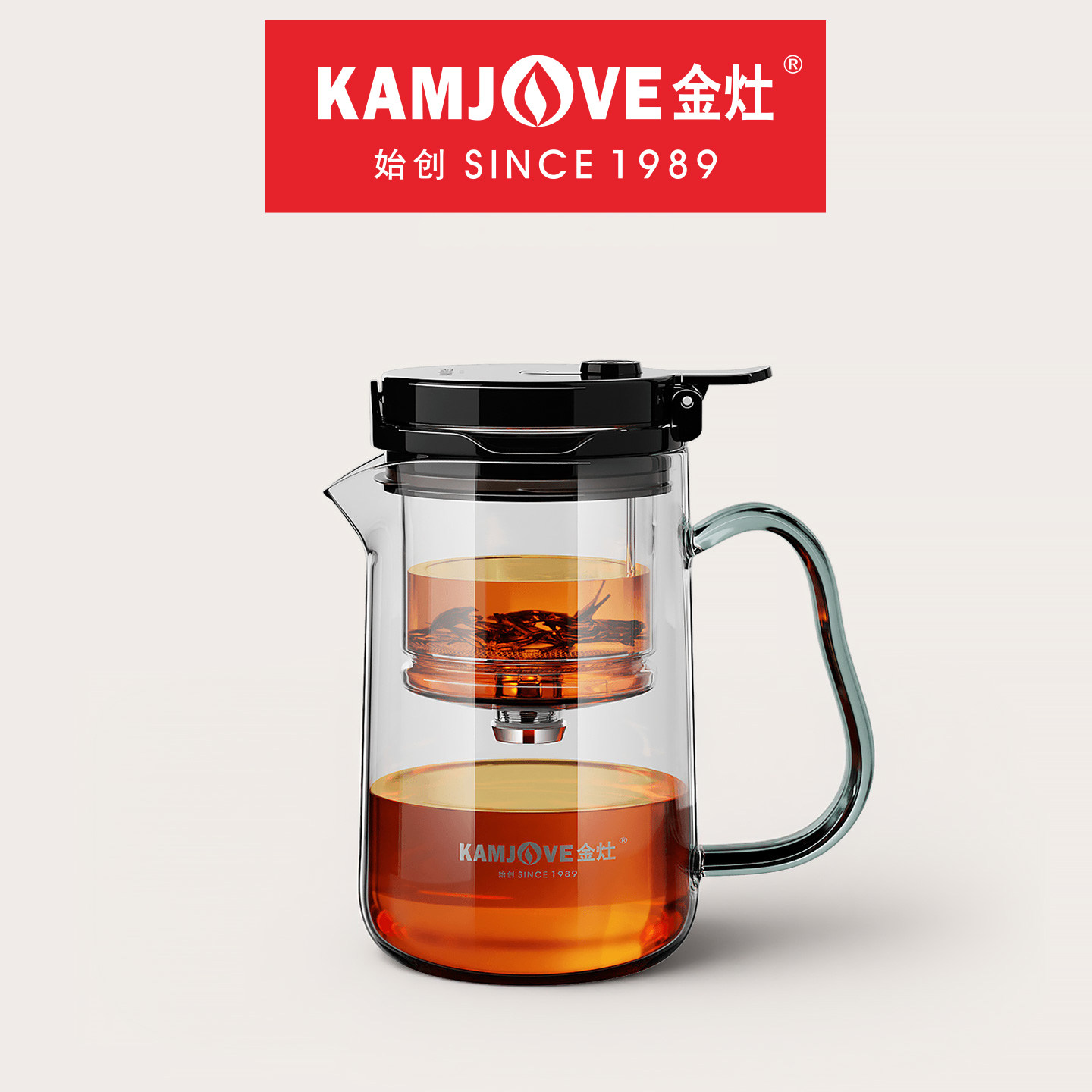 金灶TP-901全玻璃内胆飘逸杯泡茶壶家用新款按压式茶水分离神器