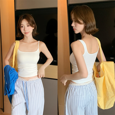 高级感美背带胸垫小吊带女夏季2025新款背心外穿内搭打底短款上衣