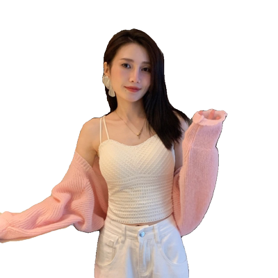 别致小众设计感外穿无袖美背上衣女夏内搭带胸垫白色绝美吊带背心