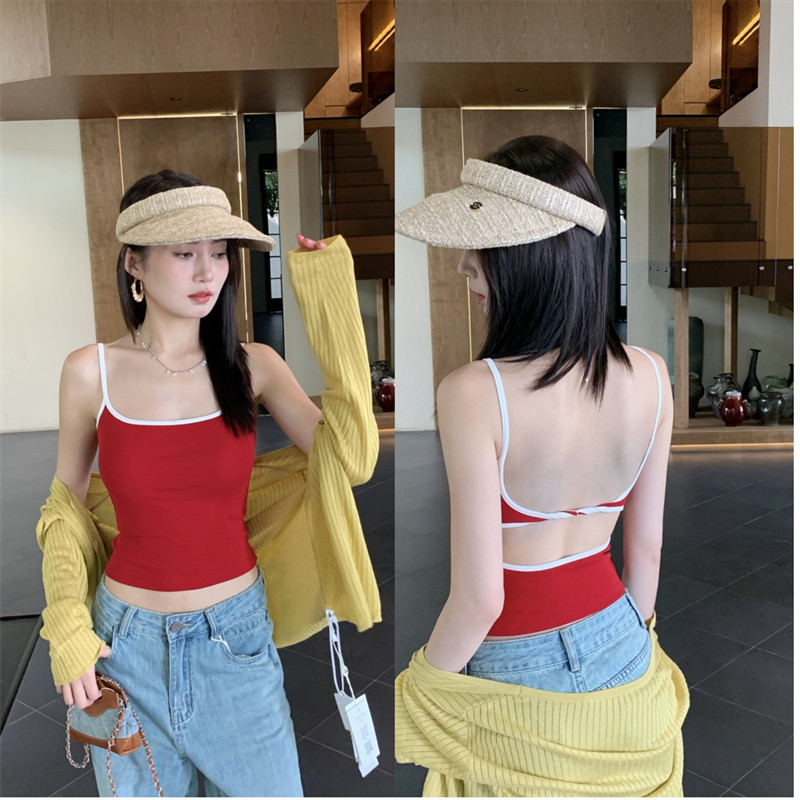撞色麻花镂空小吊带背心女夏季外穿设计感小众修身百搭显瘦上衣