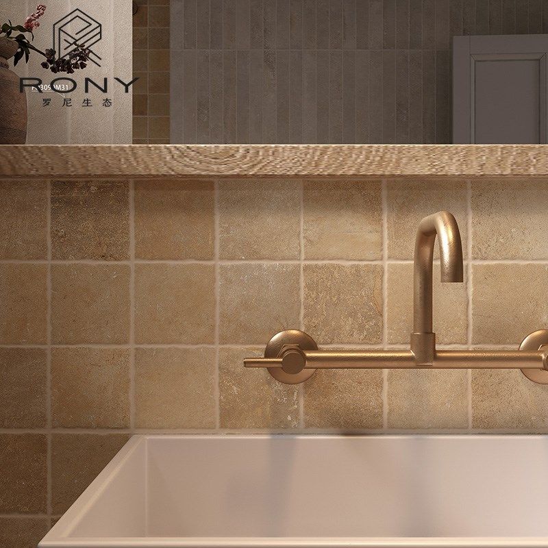 法式豆腐格子莱姆石瓷砖民宿中古卫生间墙砖浴室R厨房防滑地砖复