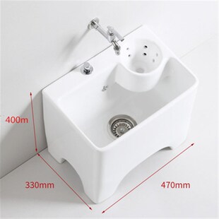 阳台带脚拖把池洗拖布池s地拖盆侧排水墩布池带沥水篮自动下水陶