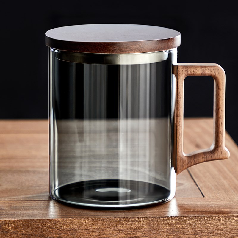 玻璃泡茶杯茶水分离新q款大容量男士个人专用木把喝水杯子耐高温