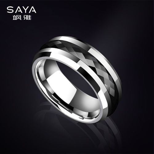 飒雅男士戒指钨钢可转动高级感转运单H身指环黑钨金潮男款旋转男