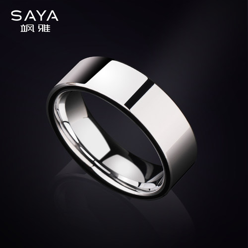 不掉色简约男女戒指潮学生食指单C身戒钨金小素圈尾戒银色男士指