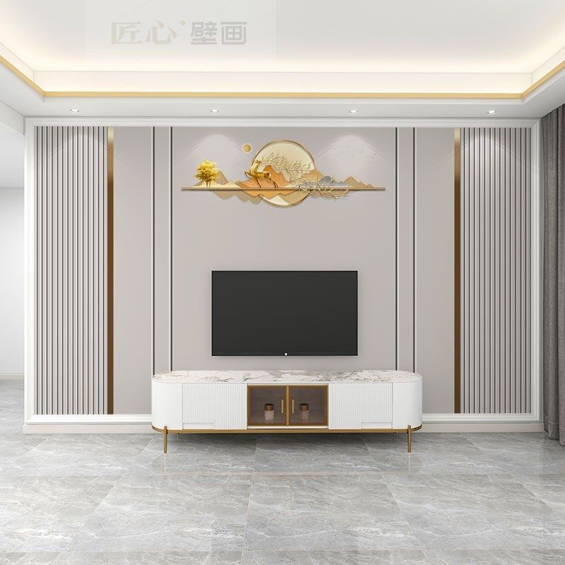 极简木纹卧室定制壁布轻奢电视背D景墙壁纸格栅客厅沙发背景墙布