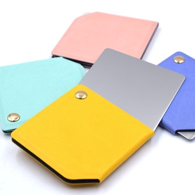 便携式不锈钢化妆镜女简约随w身放包里迷你小镜子手持补妆镜卡片