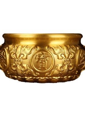 厂家黄铜八福聚宝盆摆件家用客厅玄关店铺装饰工艺品开业礼品