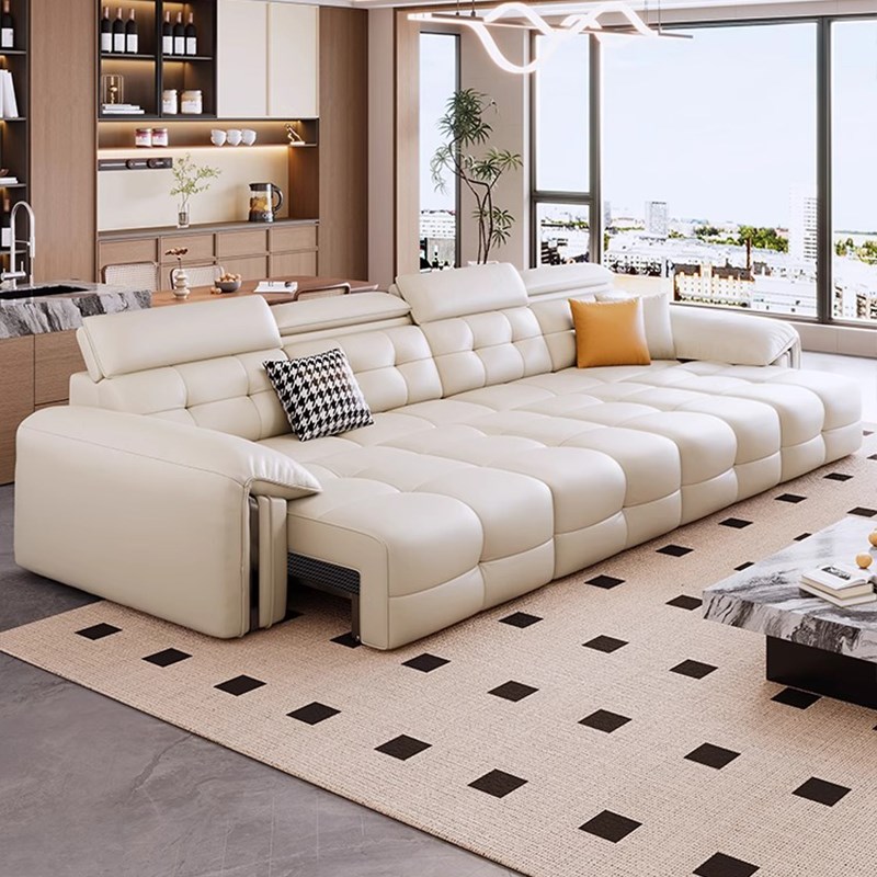意式极简大象耳朵零n靠墙电动功能沙发简约客厅头层牛皮沙发劳伦