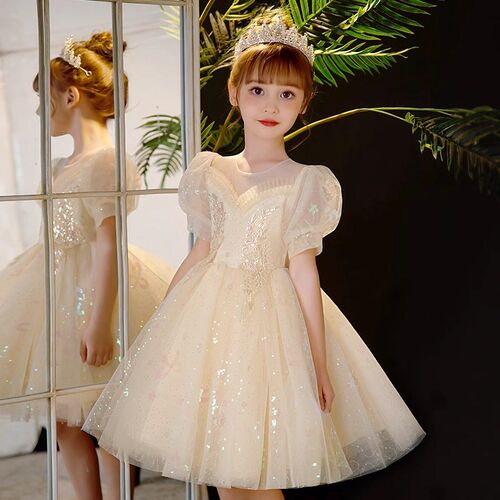 儿童礼服夏季花童婚纱小女孩洋气女童连衣裙生日走秀钢琴演出礼服