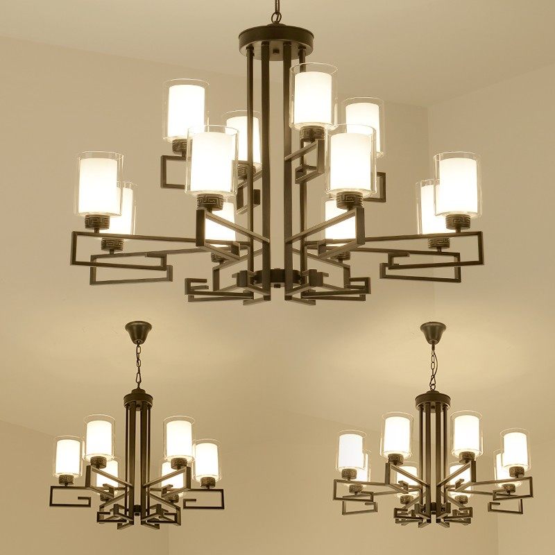 新中式客厅灯包间别墅复式楼铁艺吊灯仿古特色装修会所古典餐厅灯,家装灯饰光源,客厅吊灯,淘宝优惠券,粉丝福利购,淘宝优惠卷