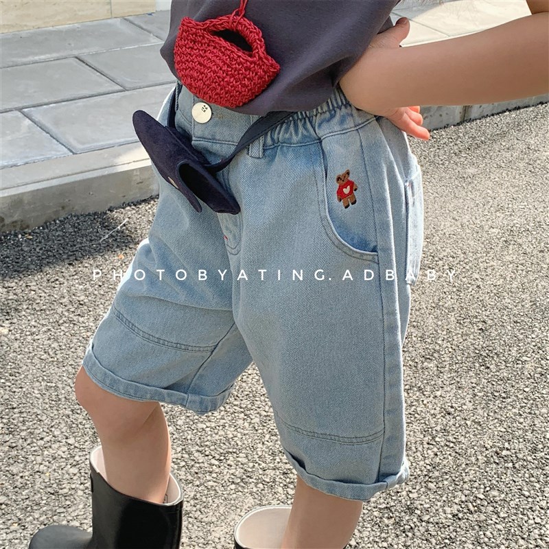 2025韩国童装夏季新款女童韩版夏装儿童牛仔裤短裤男童裤子