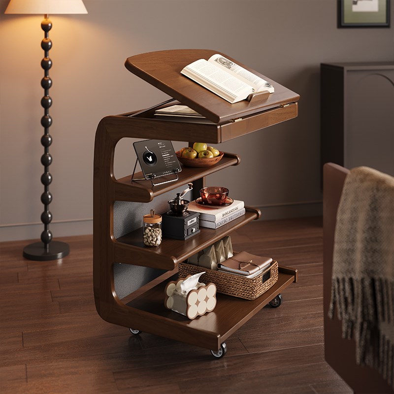 移动茶几实木沙发边桌客厅带轮家用置物架可翻盖床头柜床头小边几