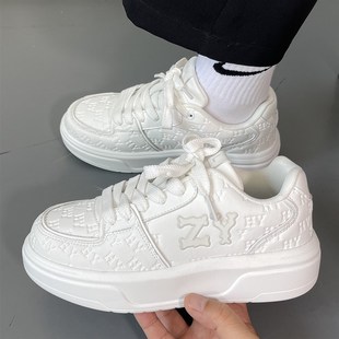男女情侣百搭学生运动鞋 男鞋 休闲板鞋 厚底印刻老花学长鞋 2025新款