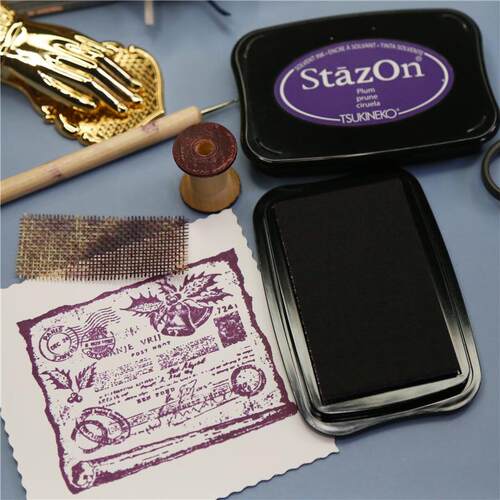 SZ月猫StazOn油性速干多功能涂料印台绿色红色印章橡皮章用印泥