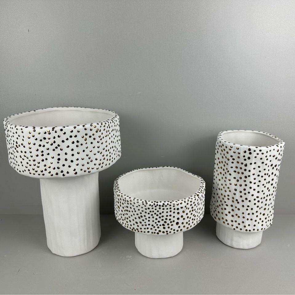 简欧现代白色陶瓷高脚花盆意式极简插花器客厅家居饰品花瓶摆件