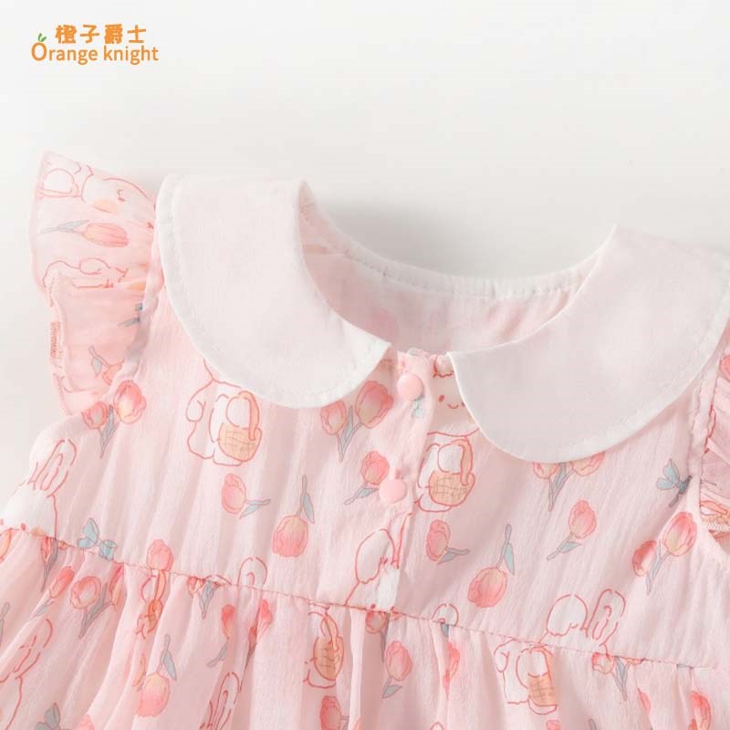 女宝宝夏季新款礼服田园风裙子婴儿甜美超萌可爱短袖公主连衣裙薄