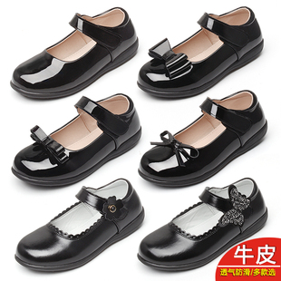 女童皮鞋黑色软底英伦风学校园鞋公主鞋配礼服小孩学生表演出真皮
