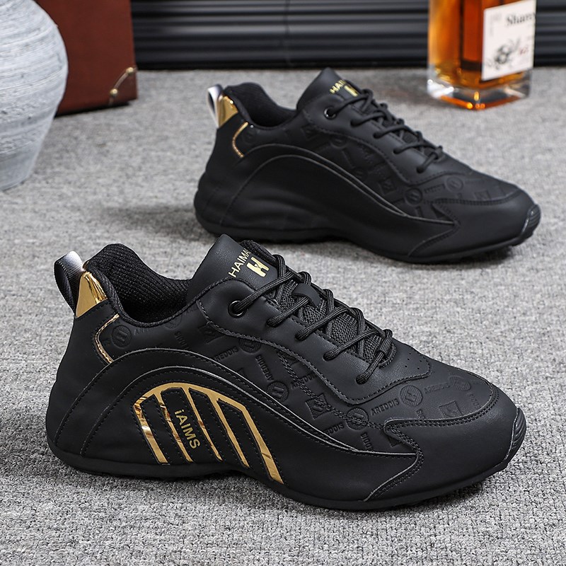 情侣款老爹鞋真皮男鞋秋季新款透气休闲鞋潮流百搭运动鞋厚底增高