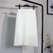 韩版 2020春夏装 新款 雪纺白色百褶裙半身裙女裙中长裙高腰显瘦