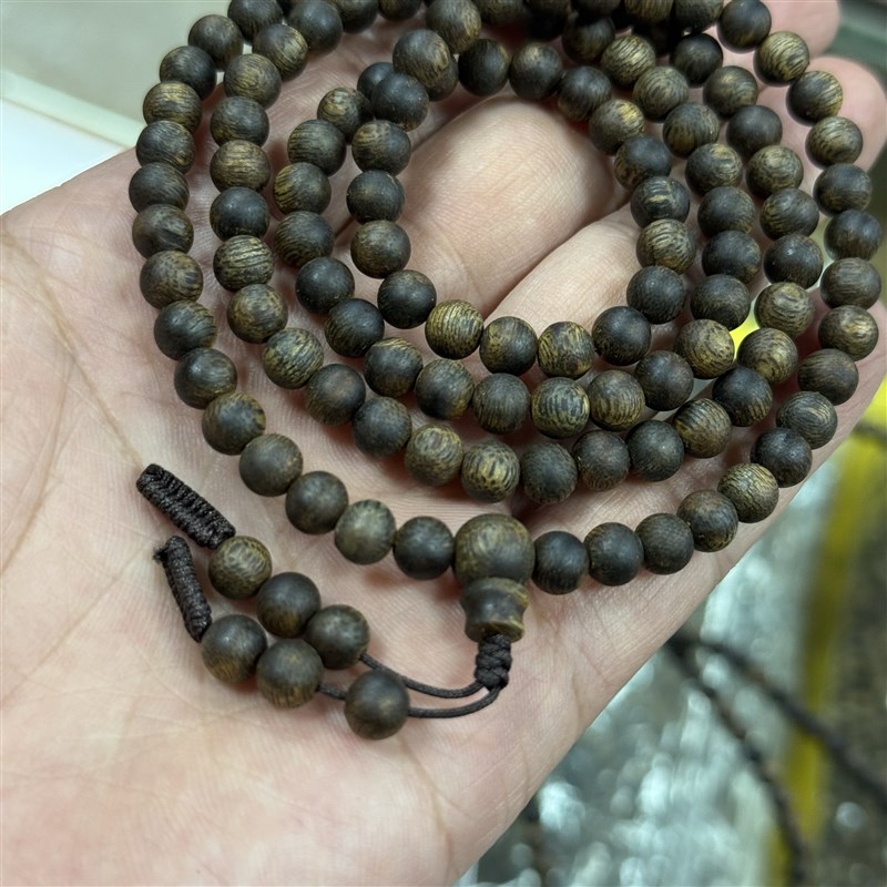 沉水级6MM118颗电白种植奇楠绿棋楠沉香手串多圈手链念珠保真天然