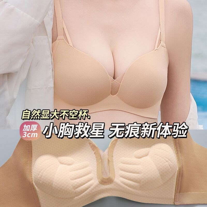 小胸聚拢显大内衣女加厚3cm奶罩收副乳防下垂上托无钢圈无痕文胸