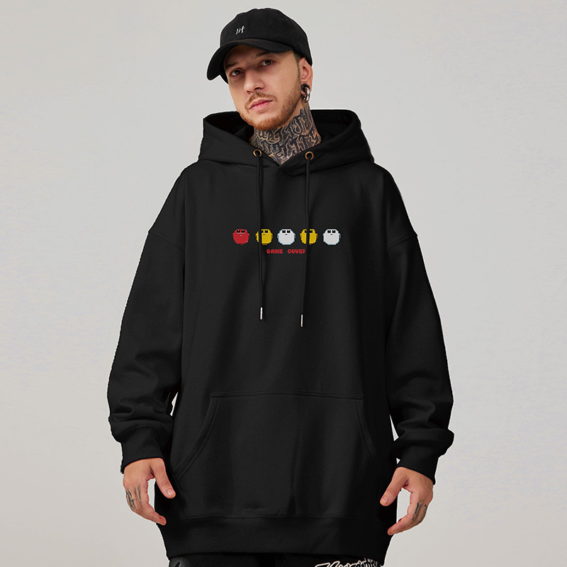 日系重磅350g加肥加大连帽秋冬款卫衣男街头潮牌美式宽松百搭上衣