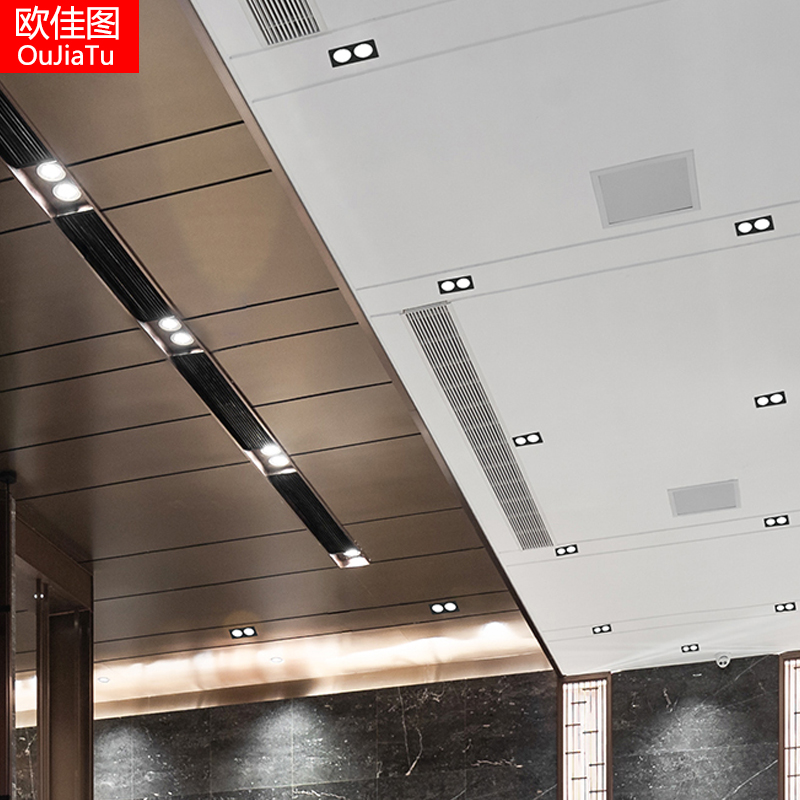双头筒灯双孔嵌入式超薄长方形简灯客厅过道玄关天花led射灯斗胆