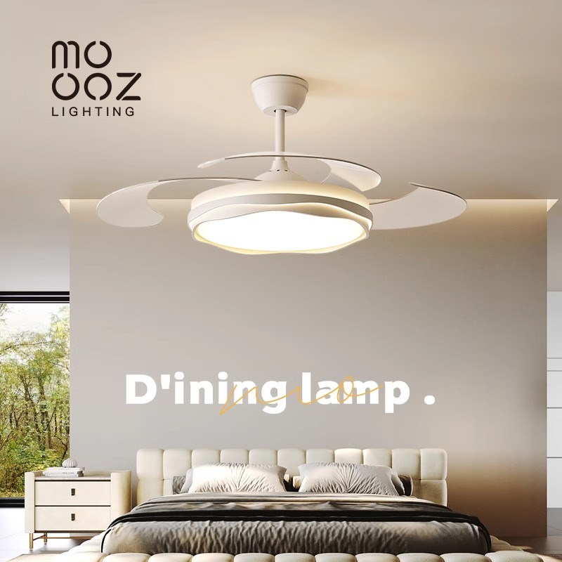 卧室风扇灯2025新款现代简约全光谱隐形主卧灯吊扇灯一体餐厅吊灯
