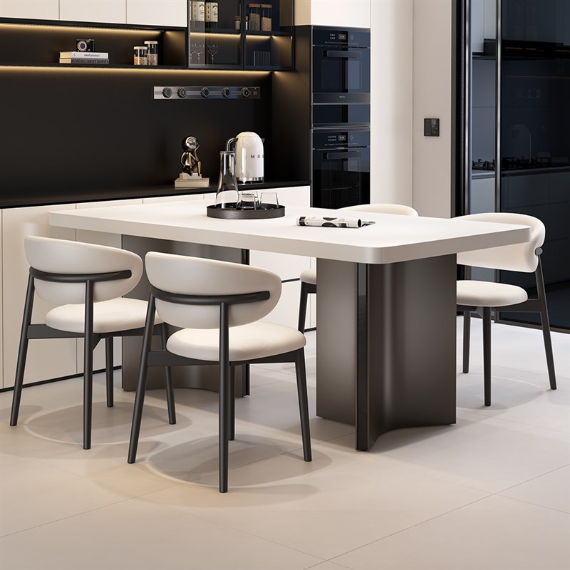 悬浮款岩板餐桌椅24新款小户型家用现代简约高级感亚克力饭桌