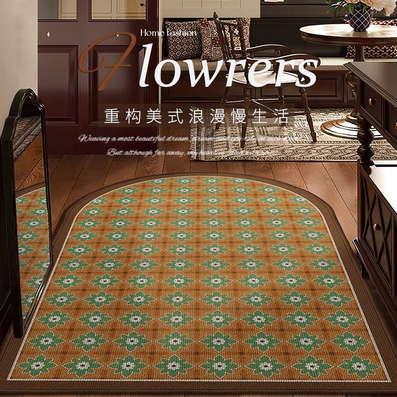 美式入户门地垫高级感复古地毯加厚大门口玄关家用防滑脚垫可裁剪