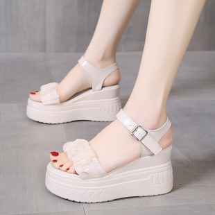 时尚 新款 网红内增高跟松糕 女外穿高级感2023夏季 厚底仙女风凉拖鞋