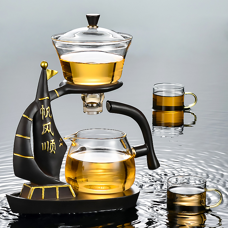 玻璃自动茶具2024新款家用磁吸一体功夫茶壶茶杯懒人泡茶神器套装