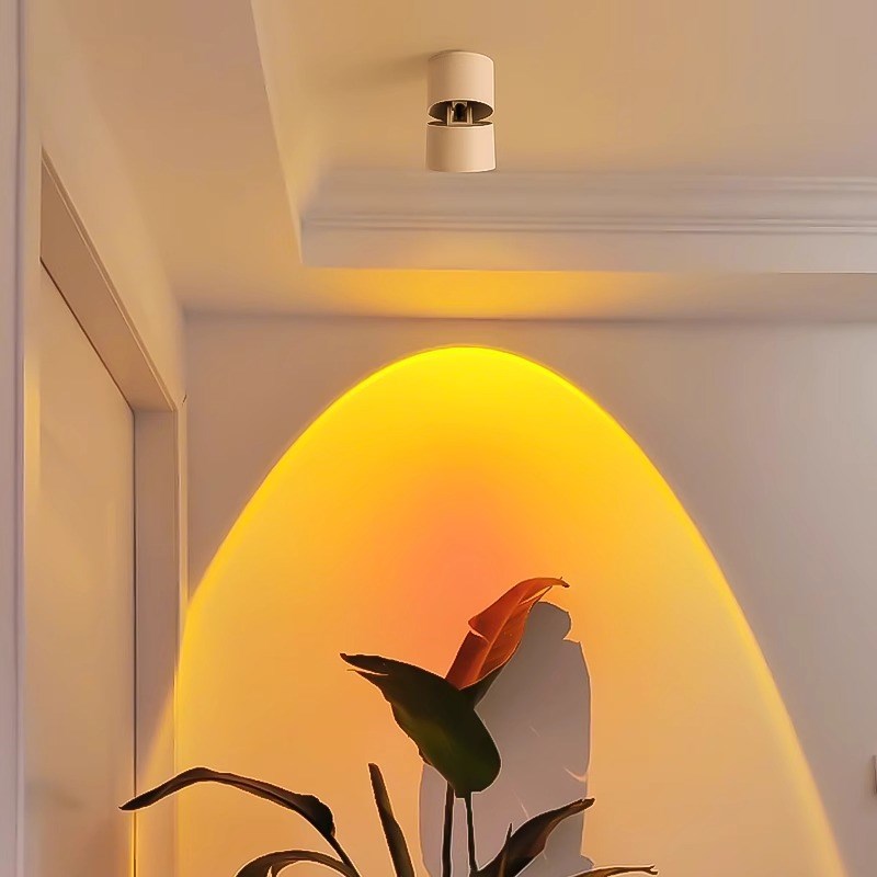 全光谱日落射灯明装筒灯客厅过道玄关装饰画网红氛围小山丘夕阳灯