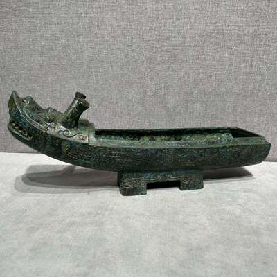 桌面案头小件 仿古青铜器龙形觥酒器摆件 - 历史感装饰 解压小物