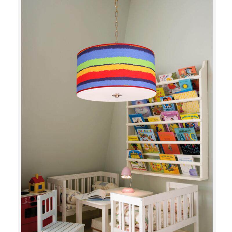 美式儿童房卧室吊灯田园乡村简约创意彩虹布艺吊灯地中海中式灯具