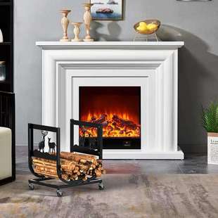 室内室外带滑轮柴火架子木柴堆放架储木收纳架整理摆放木材户外