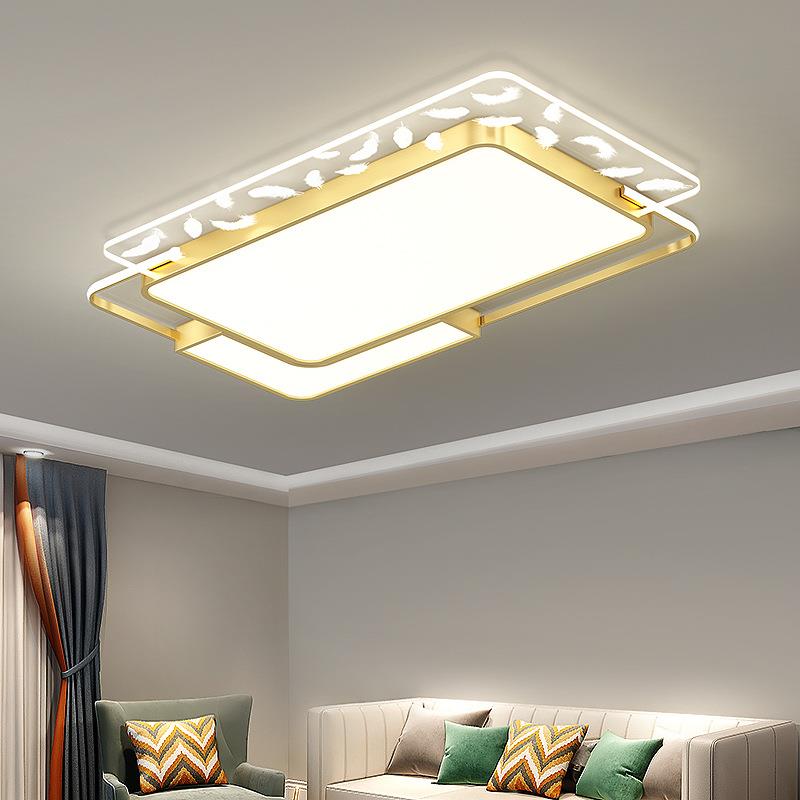 客厅灯简约现代创意长方形羽毛吸顶灯极简大气北欧房间卧室灯