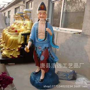 纯铜降龙罗汉铜济公神像 纯铜真武大帝像 济癫笑佛道济和尚雕塑