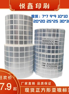 标签7910不干胶防油防水撕不烂正E方形亚银纸二维码打印亚银龙标