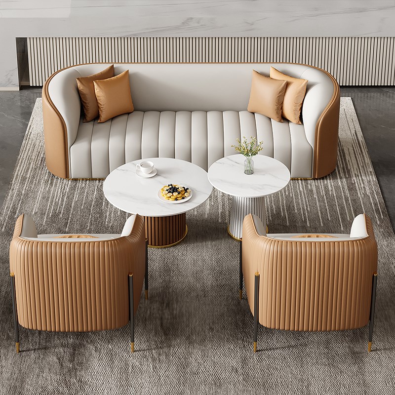 商务卡座桌椅休息区酒店洽谈组合轻奢会客沙发椅部接待大堂售楼处