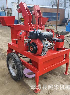 QT2-20不带搅拌机款移动式柴油机动力泥土粘土连锁砖制砖机