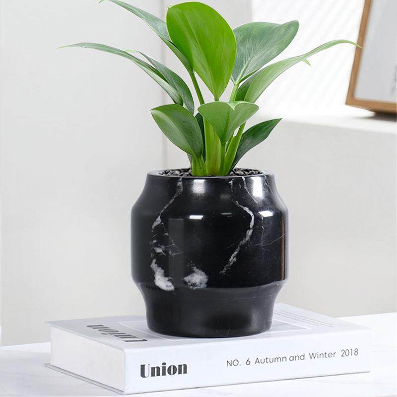 样板房售楼处玄关客厅电视柜桌面软装饰品花盆现代轻奢大理石花器