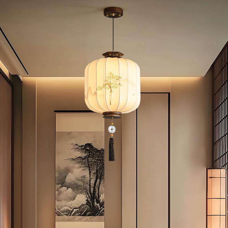 新中式彩色图案火锅店茶楼酒店古典灯具中国风仿古冬瓜红灯灯笼