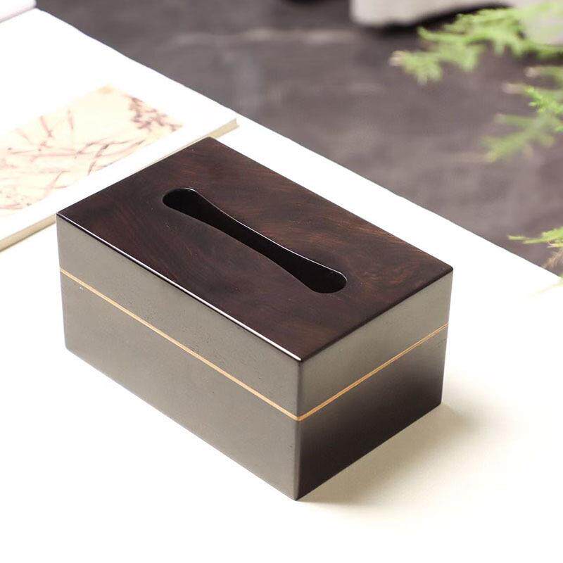 紫光檀磁吸纸巾盒抽纸盒老料榫卯工艺家用客厅木质纸巾收纳盒