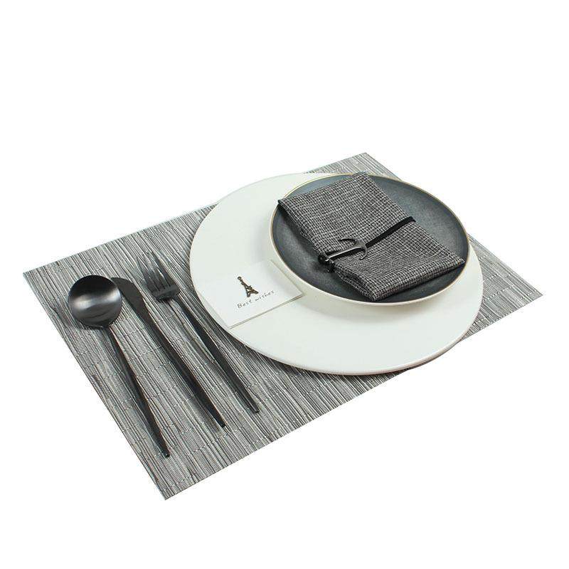 22N-5丝雨盘配亚白垫盘北欧轻奢样板间餐具套装软装摆台