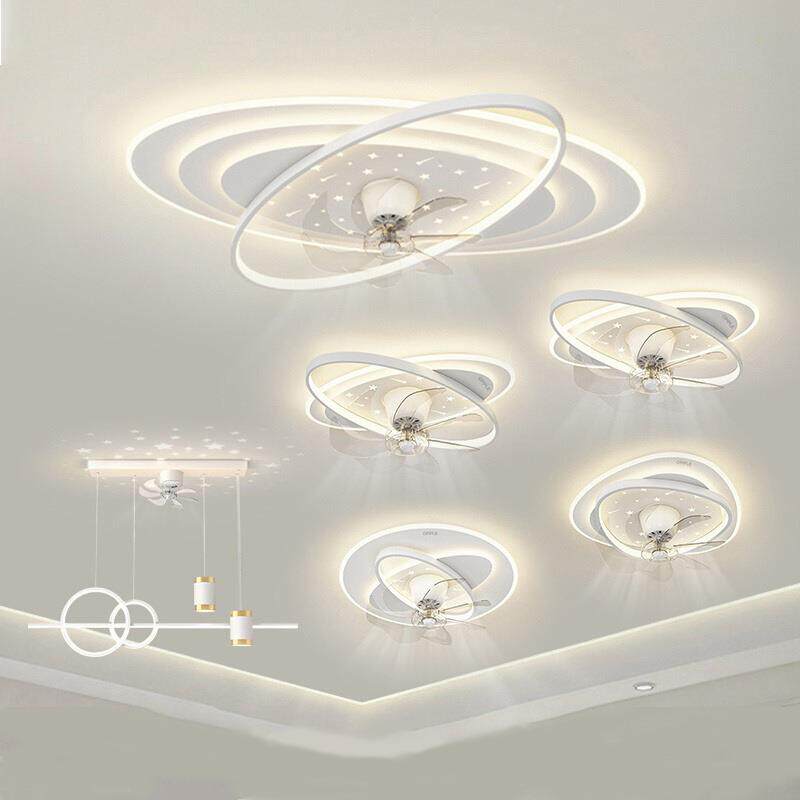 风扇灯客厅灯中山灯具2024新款简约现代可摇头电扇灯客厅主灯护眼