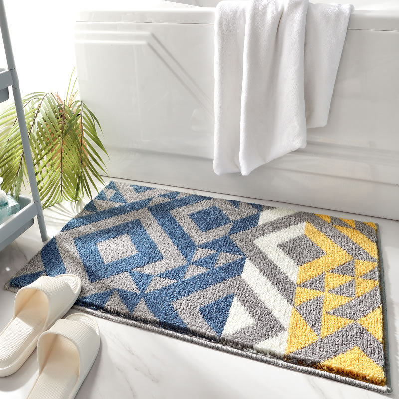 简约加厚浴室吸水地垫室内地毯进门口门垫家用植绒防滑垫卧室脚垫